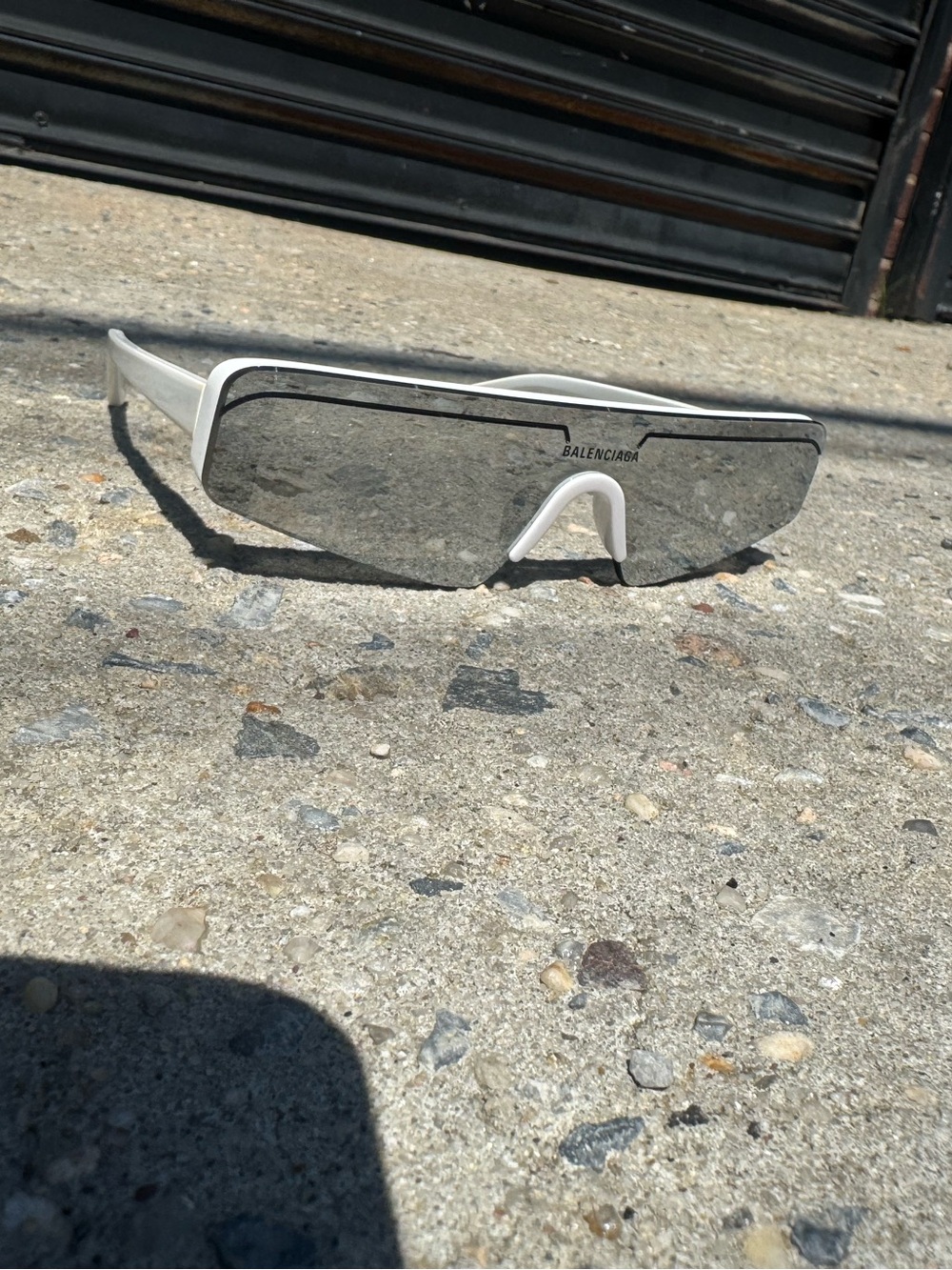 Balenciaga Silver Mirrored Ski Rectangle Sunglasses - Picture 2 of 4